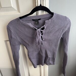 Forever 21 Lavender Lace-Up Knit Top